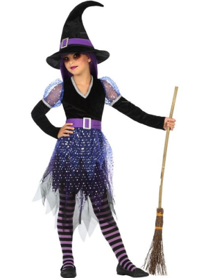 Disfraz de Bruja Morada Brillos Infantil