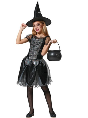 Disfraz de Bruja Gris Corta Infantil
