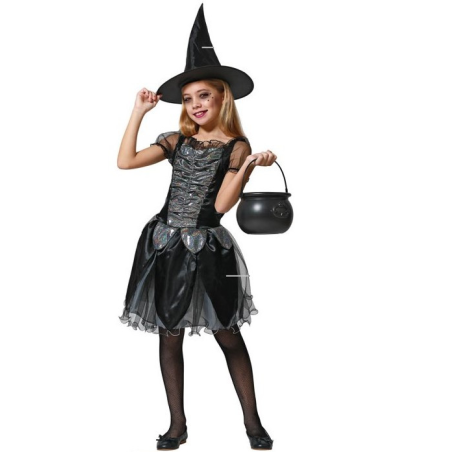 Disfraz de Bruja Gris Corta Infantil