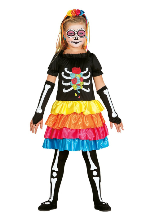 Disfraz de Catrina Colores Infantil