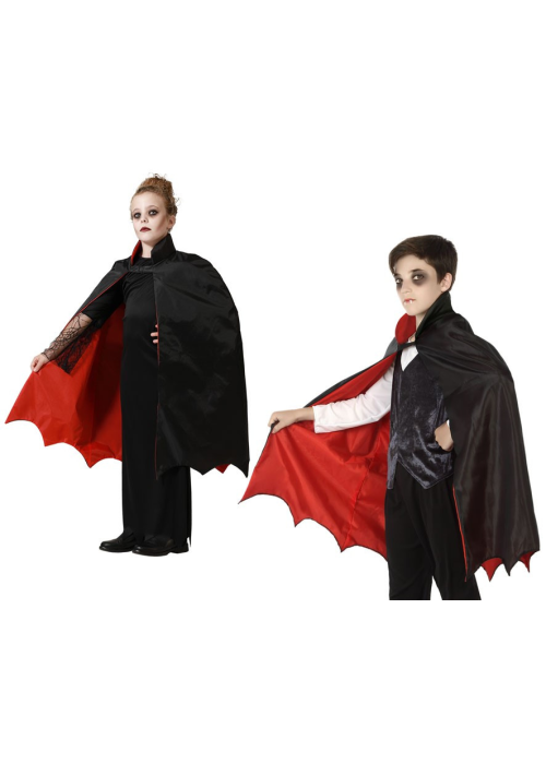 Capa de Vampiro Negra y Roja Infantil 90cm - Complementos Disfraces Halloween