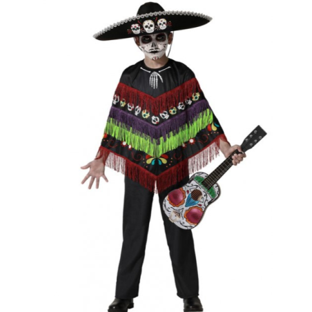 Disfraz De Catrino Poncho Infantil - Disfraces Calaveras y Esqueletos