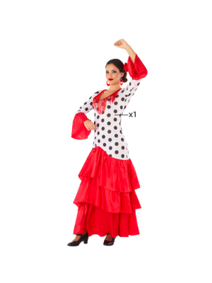 Disfraz de Flamenca Blanco y Rojo para mujer