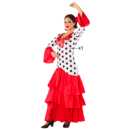 Disfraz de Flamenca Blanco y Rojo para mujer