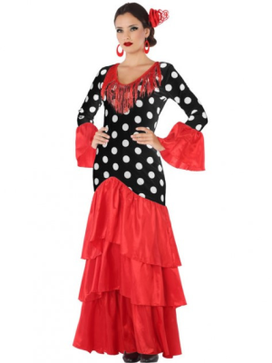 Disfraz de Flamenca Negro y Rojo para mujer