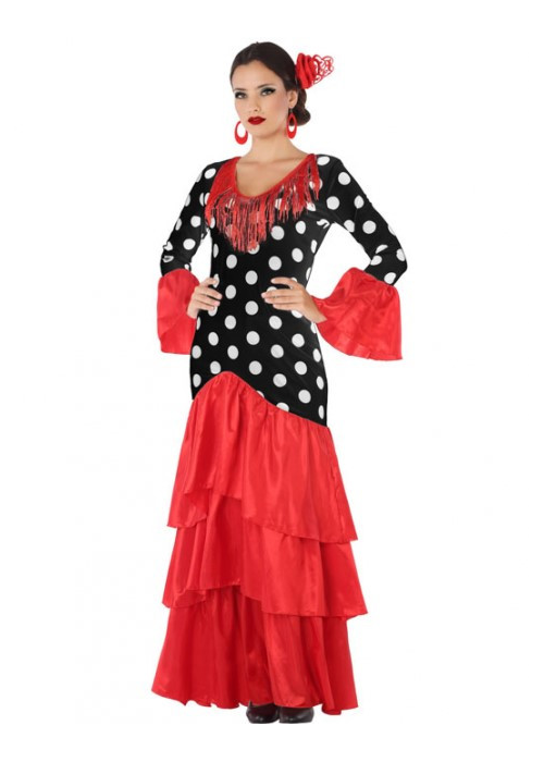 Disfraz de Flamenca Negro y Rojo para mujer