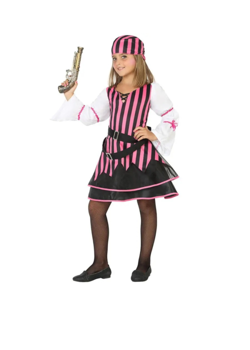 Disfraz de Piratesa Rayas Rosa Niña