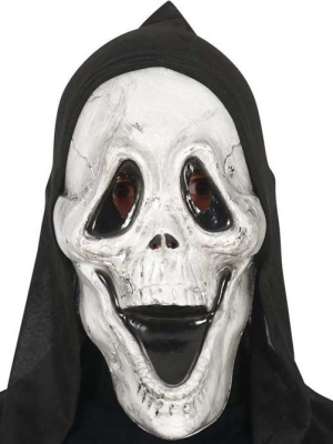 Mascara Calavera Gris con Capucha