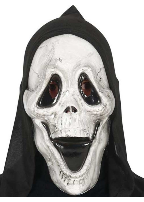 Mascara Calavera Gris con Capucha