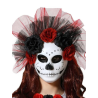 Mascara Catrina Flores y Tul - Mascaras Esqueletos y Calaveras