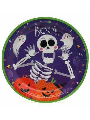 Plato Morado Esqueleto BOO Halloween 23cm 6 Unid