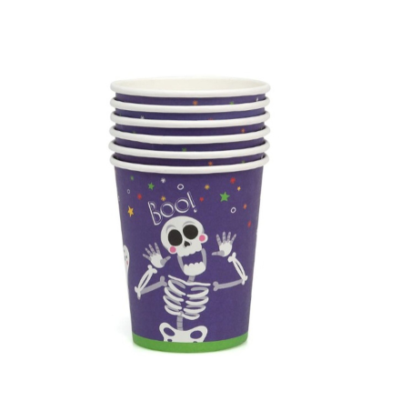 Vasos Morado Esqueleto BOO 6 Unid