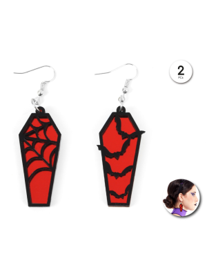 Pendientes de Ataud Rojo - Complementos Disfraces Halloween