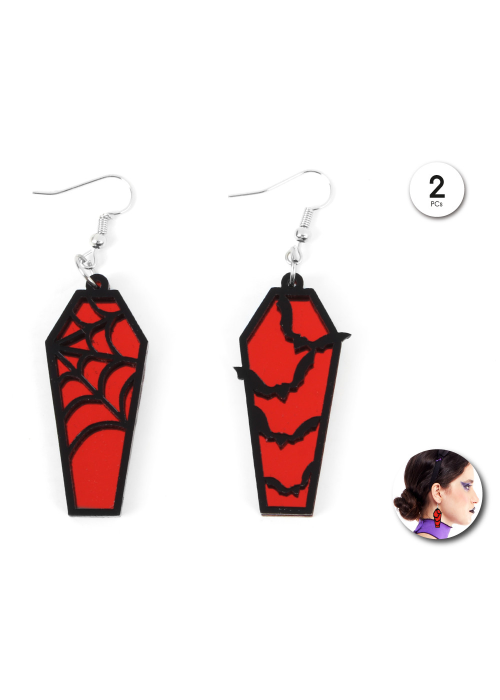 Pendientes de Ataud Rojo - Complementos Disfraces Halloween