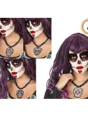 Collar Calavera Mexicana Bolas (1 Unid.) - Complementos Disfraces Halloween