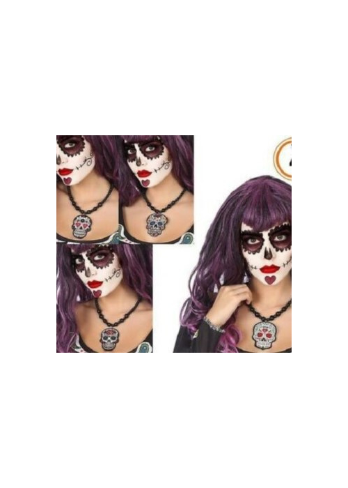 Collar Calavera Mexicana Bolas (1 Unid.) - Complementos Disfraces Halloween