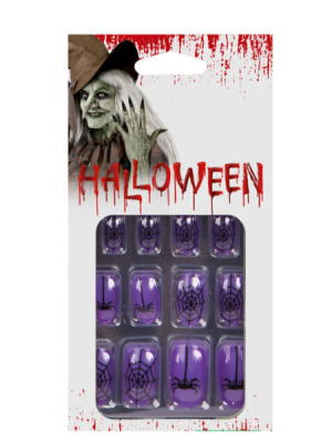 Uñas con Telarañas Moradas - Complementos Disfraces Halloween