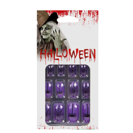 Uñas con Telarañas Moradas - Complementos Disfraces Halloween