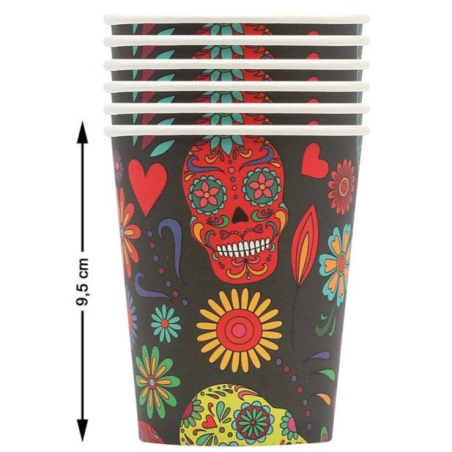 Vasos de Calavera Mexicana 6 Unidades - Decoración Halloween Esqueletos