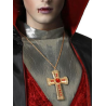 Collar Cruz Dorada y Roja - Complementos Disfraces Halloween