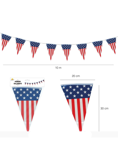 Banderines Triangulares America dePlastico 10m