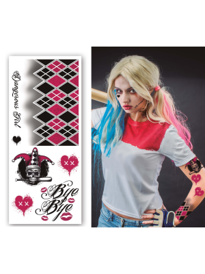 Tatuaje de Harley Quinn para Cara - Complementos Halloween Joker
