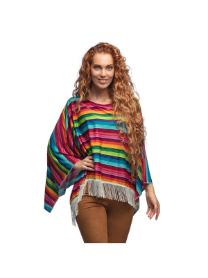 Poncho Mexicano Multicolor Mujer - Complementos Disfraces Oeste