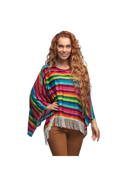 Poncho Mexicano Multicolor Mujer - Complementos Disfraces Oeste