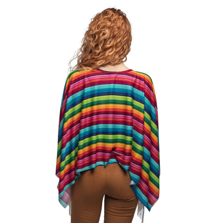 Poncho Mexicano Multicolor Mujer - Complementos Disfraces Oeste