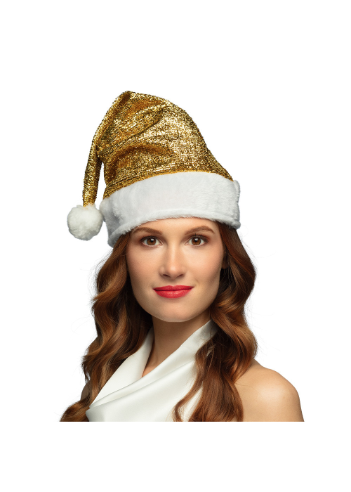 Gorro de Papa Noel Dorado Cotillon - Complementos Disfraces Navidad