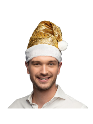 Gorro de Papa Noel Dorado Cotillon - Complementos Disfraces Navidad