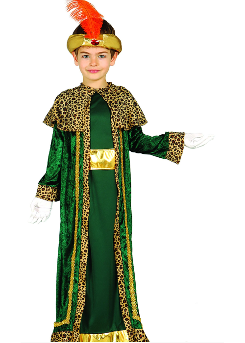 Disfraz de Rey Mago Verde Oro Infantil - Disfraces Navideños para Niños