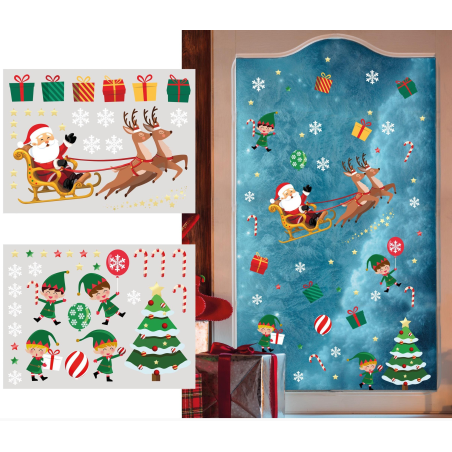 Pegatinas Vinilo de Navidad Papa Noel - Decoración Navideña
