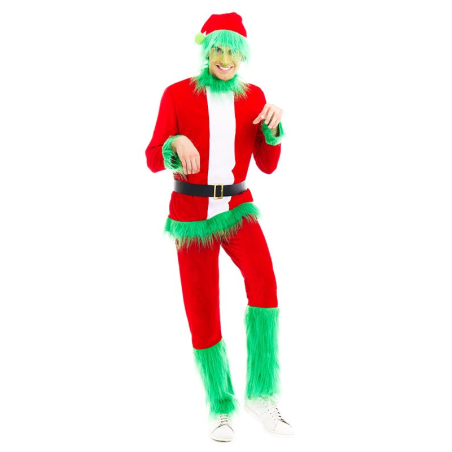 Disfraz de El Grinch con pelo para Hombre - Disfraces Navidad