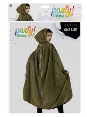 Capa Con Capucha Efecto Dorado - Complementos Medievales