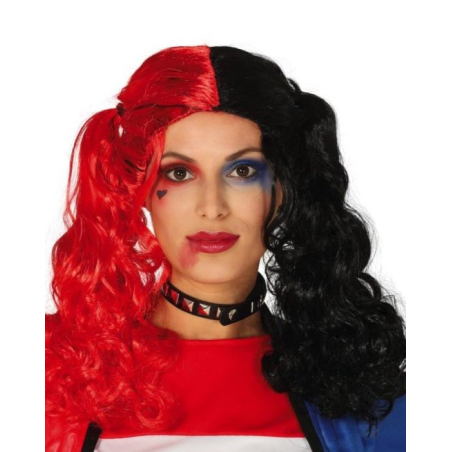 Peluca Coletas Roja y Negra