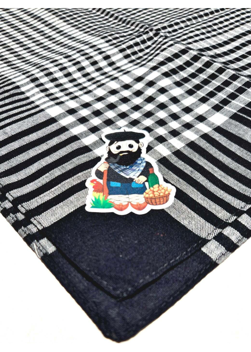 Pañuelo de Olentzero Grande cuadros negro hierbas