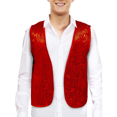 Chaleco de Lentejuelas Rojo - Complementos Disfraces Navidad