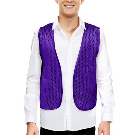 Chaleco de Lentejuelas Morado - Complementos Disfraces Navidad