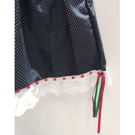 Falda Casera Negra Motas con Puntilla