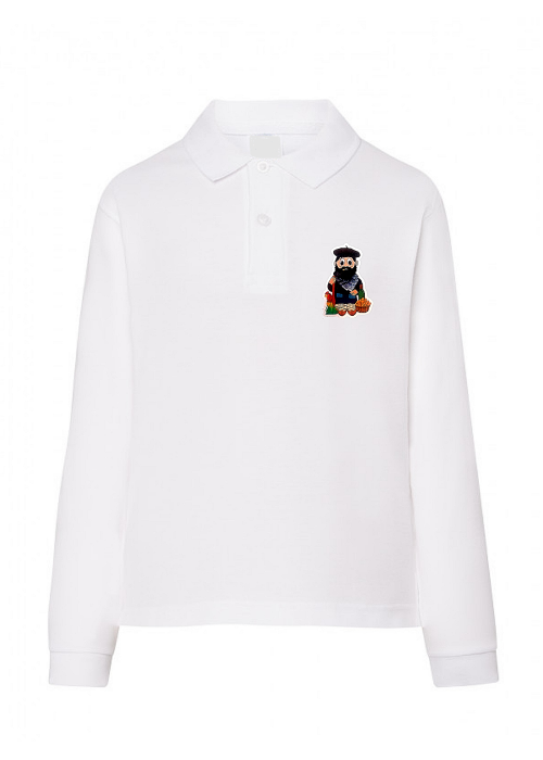 Polo blanco infantil Olentzero manga larga