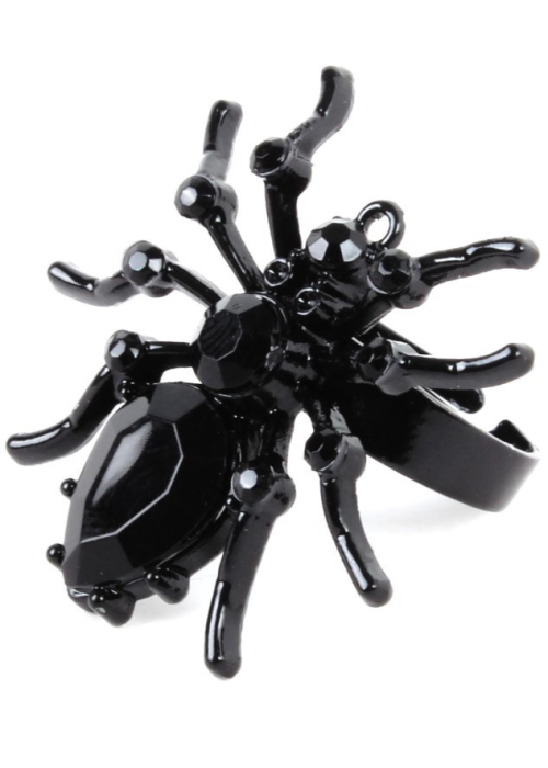 Anillo de Araña con Piedras Negras - Complementos Disfraces Halloween