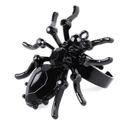 Anillo de Araña con Piedras Negras - Complementos Disfraces Halloween