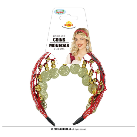 Diadema de Monedas Roja