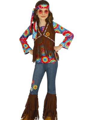 Costume Hippie Flower Fringe Girl
