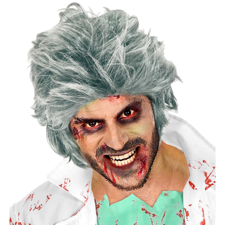 Peluca De Zombie Gris Despeinada Hombre - Complementos Disfraces Halloween