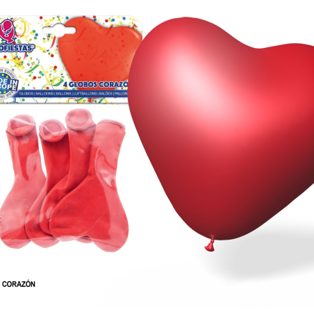 Globos Corazón Latex 4 unid - Globos de Formas Metalizados