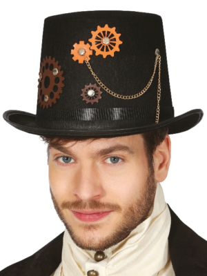 Chistera Steampunk Negra Alta - Complementos de Steampunk
