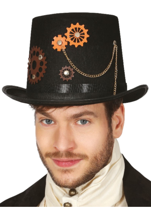 Chistera Steampunk Negra Alta - Complementos de Steampunk