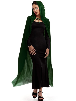 Capa Verde Capucha Terciopelo - Complementos Medievales - Capas